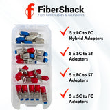 FiberShack - Fiber Optic Adapter Kit - 20 x 4 Fiber Adapter Kit - Transition your Fiber Optic Cables from SC/FC or LC Fiber Adapter to FC/ST Fiber Optic Cables