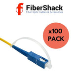 FiberShack - Tube of 2.5mm SC Fiber Optic Dust Caps with Lanyard - 100 Pack - for Devices, Cables and End Faces - SC, ST, FC